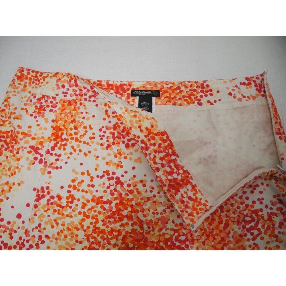 Eddie Bauer Womens 14 Cotton Mini Skirt Orange Pink Polka Dot - Picture 3 of 4